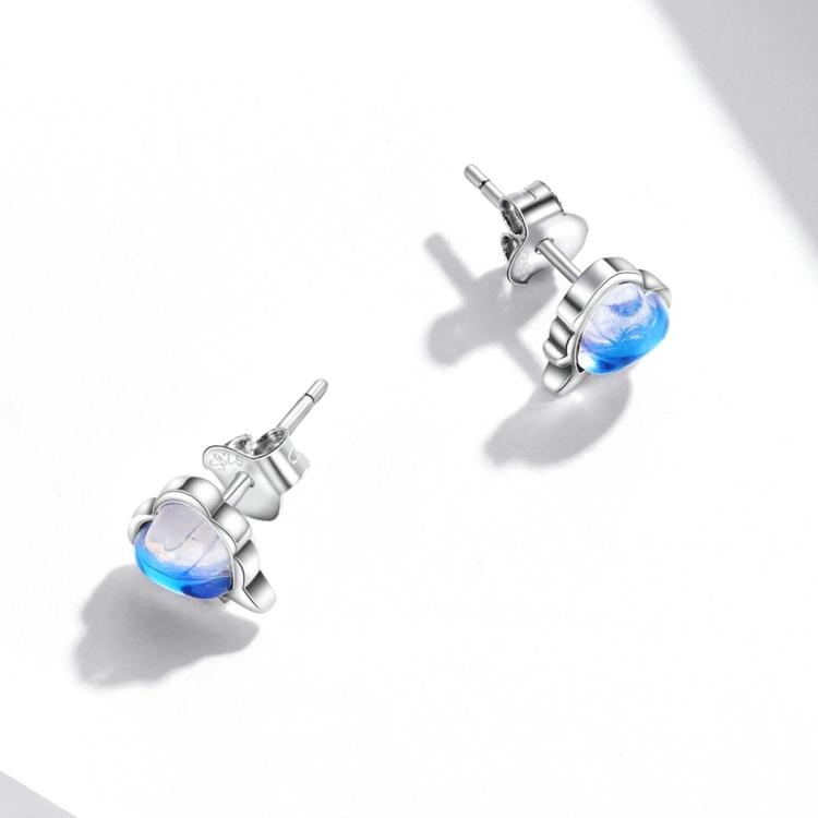 S925 Sterling Silver Heart Shaped Moonstone Women Earrings