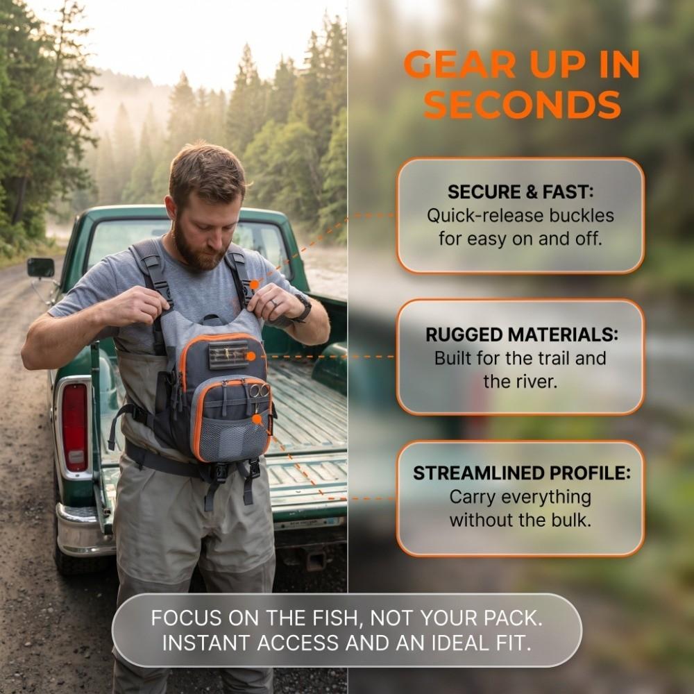 Adjustable Straps Fly Fishing Chest Pack Oxford Cloth Fishing Pack for Angling