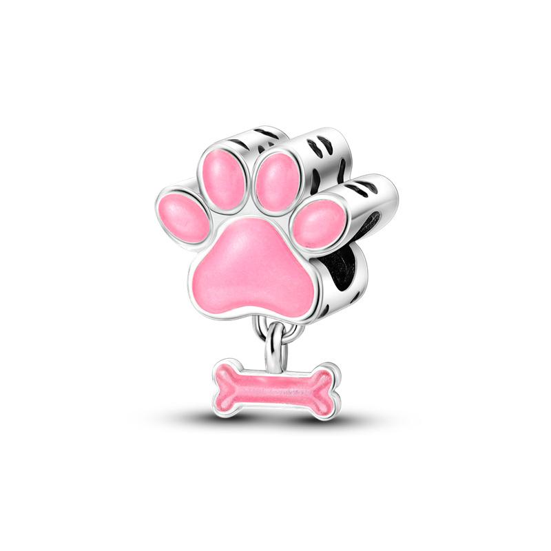 Copper Loving Dog Bead Charms Dog Paw Charm Bead Charms Compatible With Brand 3mm Authentic Bracelets Fine Do It Yourself Women Jewellery Gift