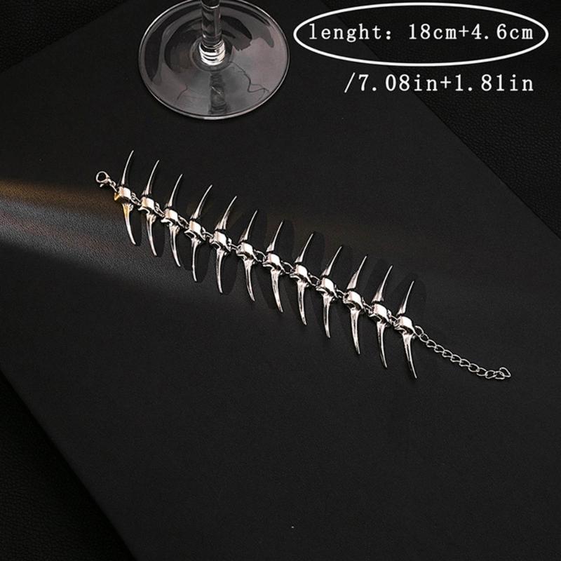 Thorn Fish Bone Chain Bracelets Hip Hop Couple Bracelets Fashion Bangles Punk Style Jewelry Link Chain Charm Bracelets