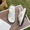 Fashion Women's sandals genuine leather summer cross straps low heel shallow mouth parka open new flat bottom comfortable 2024