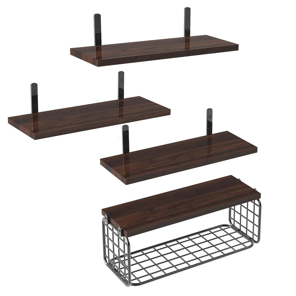 Set of 5 DIY Wall 40cm W x 11cm with Wooden Corner Frame and 1 Metal Storage Storage Storage and Shelving for Living and Laundry Easy Installation