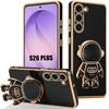 Coque pour Samsung Galaxy S26 Plus, Silicone Slim Anti-Rayures avec Support Motif Astronaute - Noir