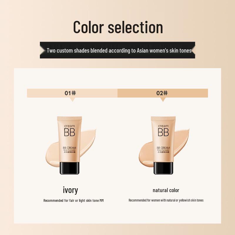 HEYXI Hanyuanxi Hydrating BB Cream - Waterproof, Sweatproof, Non-cakey Foundation, Easy Application/Removal.