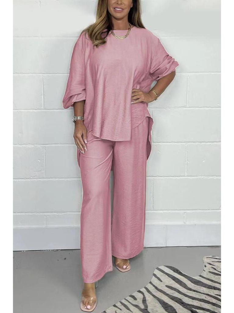 Pantalones Anchos de Satén de Acetato 2024 con Chaqueta Cola de Golondrina – Moda Casual de Color Sólido