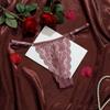 Breathable Soft Lace Flower Thongs Solid Color Underpants Low Waist Briefs Lingerie Traceless T-back Panties Daily Wear