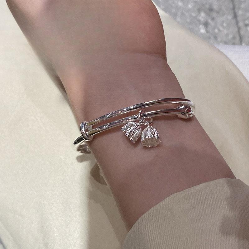 Brățară cu muguri de flori Lotus Pod Femeie Tânără Brățară simplă Push-pull Ajustabilă