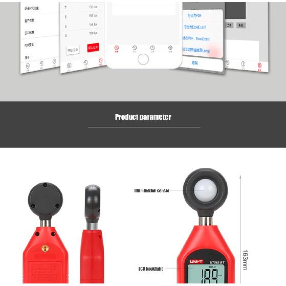 UNI-T UT383 UT383BT Digital Luxmeter Only UT383BT Bluetooth Mini Light Meter Environmental Test Equipment Handheld Illuminometer