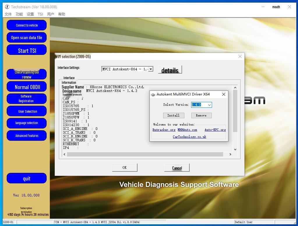 Toyota Araçları için MINI VCI V18.00.008 J2534 Diagnostik Kablosu