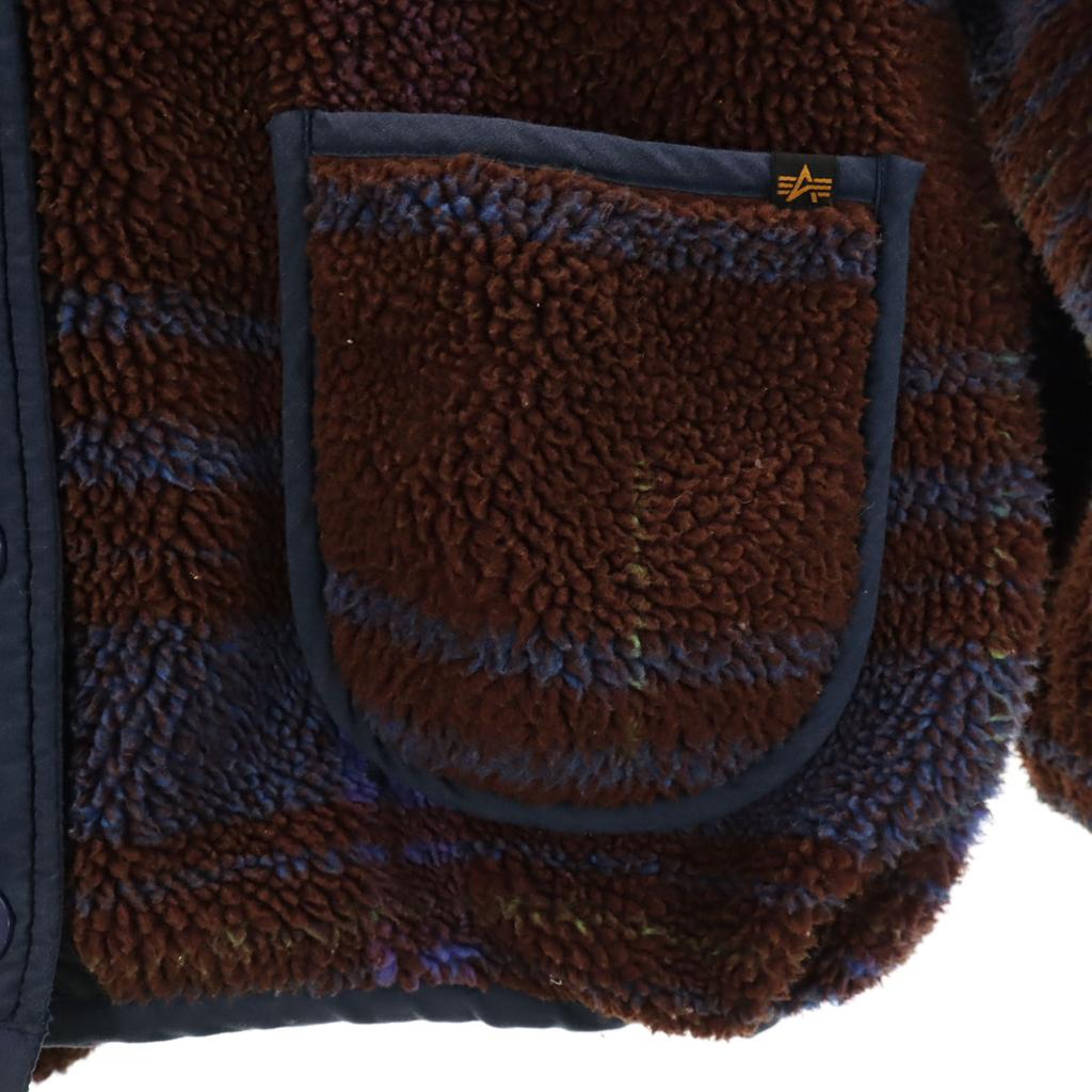 ALPHA INDUSTRIES INC Check Pattern Bore jacket S Brown Women Used