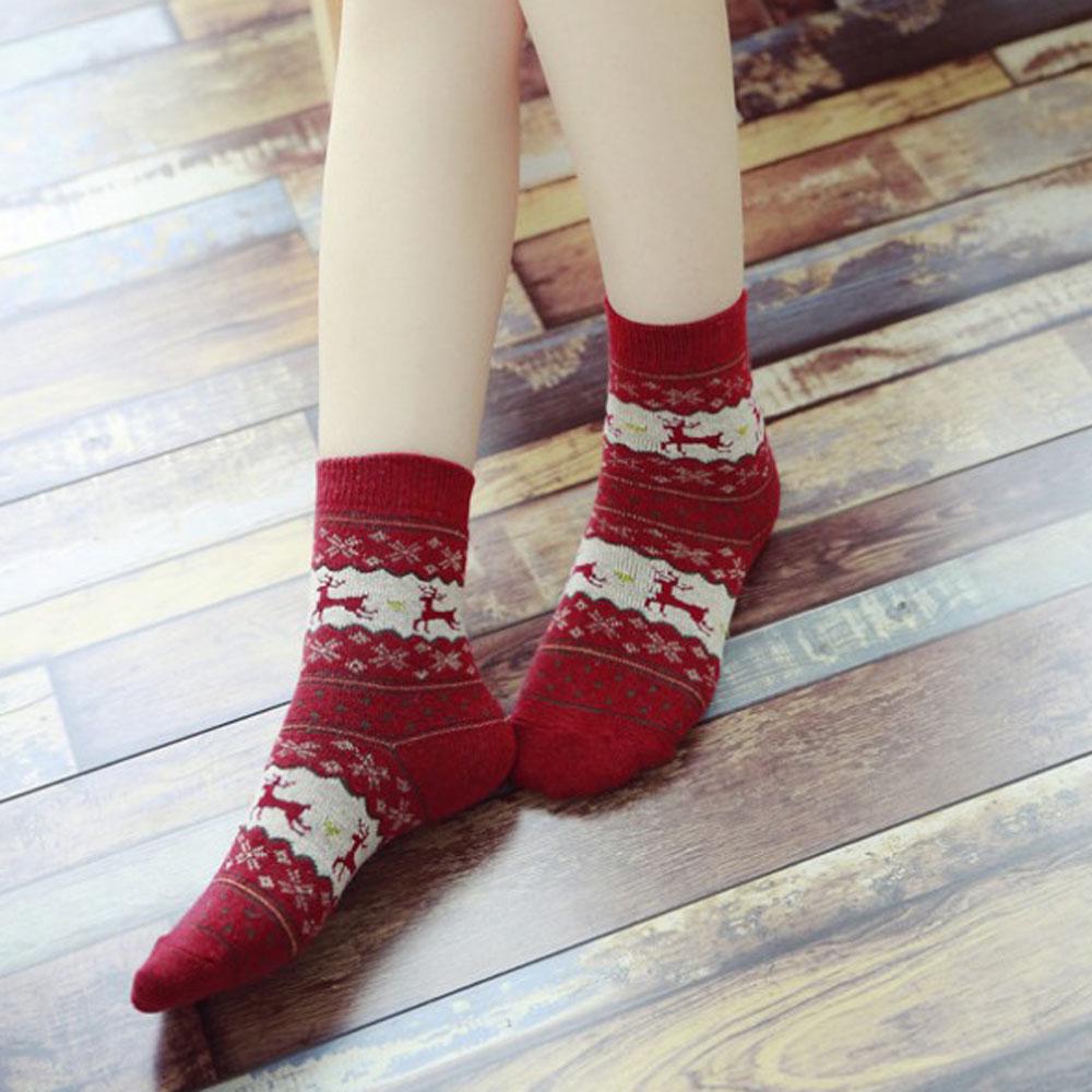 New Warm Winter Snow Flake Christmas  Deer Wool Socks