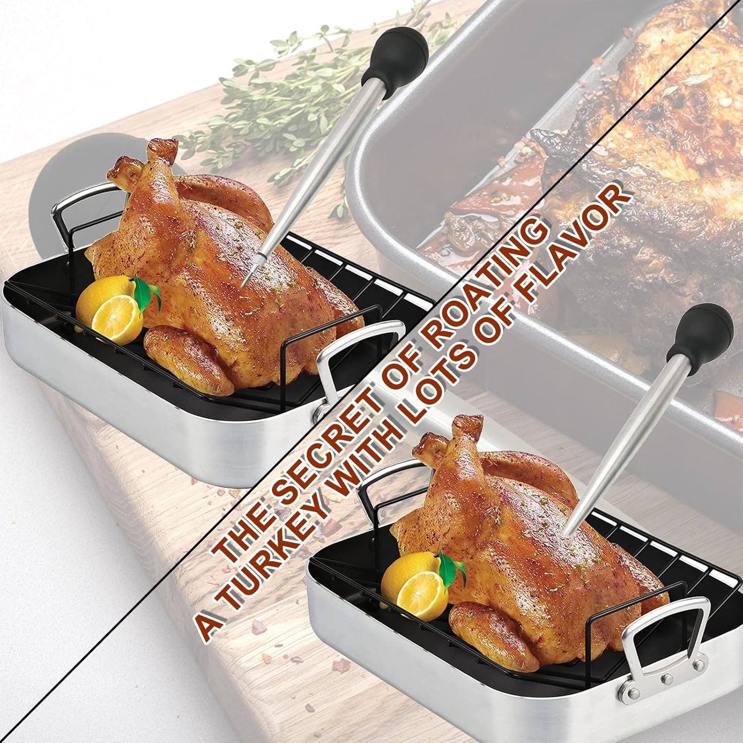 

Turkey Baster Food grade stainless steel syringe,cooking syringe baking,metal turkey baster baster stainless steel kitchen bulb syringe, Black