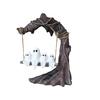 Vintage Tree Swing Ghost Statue On Halloween Decor, Resin Spooky Figurine with Cute And Desktop Decoration Base, Festive Party Tabletop Ornament,