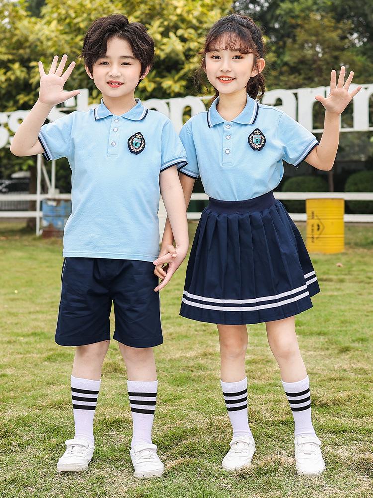 British Style Summer Kids' School Uniform Set - Boys & Girls Two-Piece Performance Wear