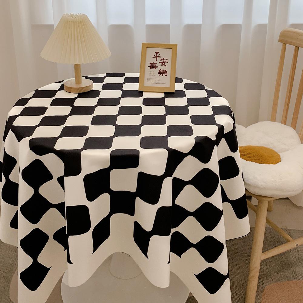 Ins Checkerboard Tablecloth Plaid Desk Mat Versatile Student Essential for Dormitory Round Table Cover Coffee Table Mat Dining Table Cloth Decorative