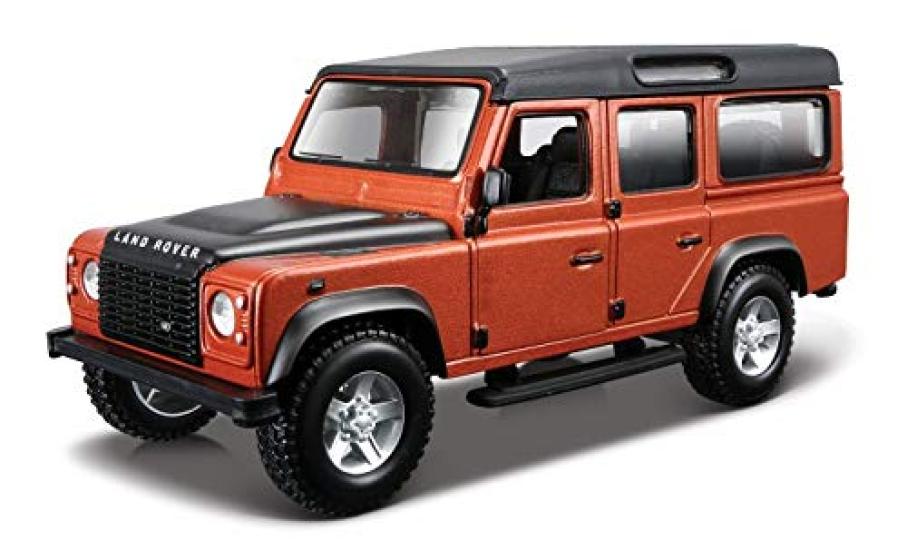Burago Land Rover Scale Diecast Model Defender 110 Station Wagon 1995 1/32 Car (Orange)