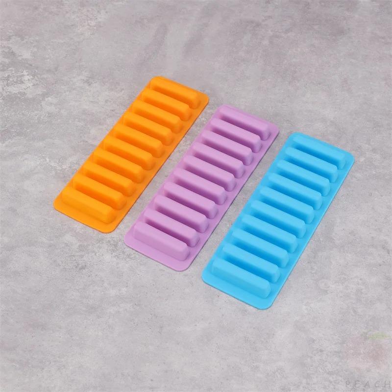 10 Grids Long Strip Shape Silicone Ice Cube Mould Non-Stick Stick Shape Ice Tray DIY Biscuit Baking Mould Jelly Chocolate Mold