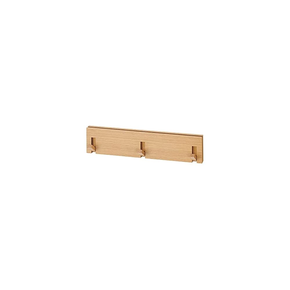 MUJI Wall-Mounted Furniture, 3-Hook Hanger, Oak Wood, 44cm (W) x 25cm (D) x 10cm (H), 44505083