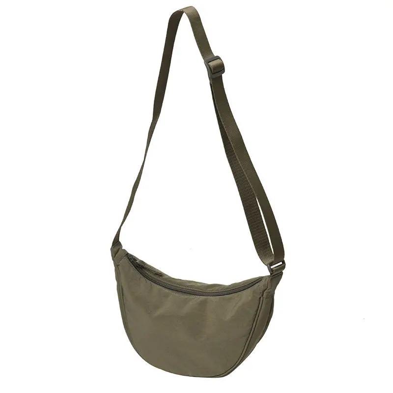 

Solid Color Chest Bag for Women Large Capacity Travel Crossbody Female Half Moon Bag Ladies Daily Cotton Filled Shoulder Bag зелений