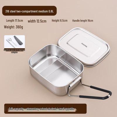 XiHe 316L Edelstahl Lunchbox-Set mit Fächern und Besteck