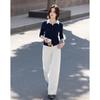 Women's Contrast Lapel Wool Blend Twist Knit Cardigan