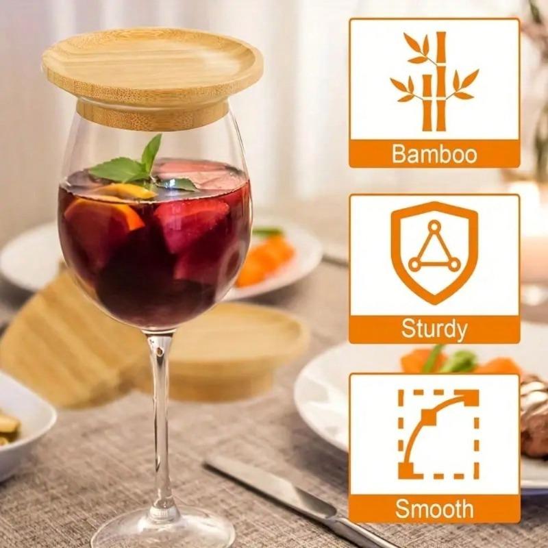 Ensemble de Planche à Charcuterie Écologique en Bambou avec Assiettes Rondes pour Apéritifs et Sous-verres pour Verres à Vin Parfait pour les Fêtes les Restaurants