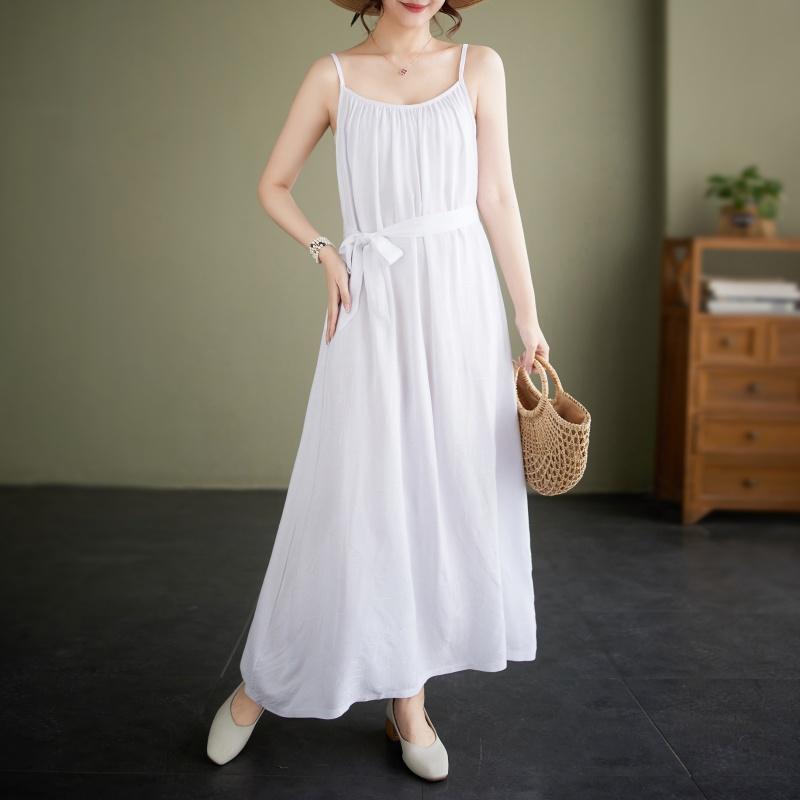 Sleeveless Strap Plus Size Vintage New In Dresses For Women Casual Loose Long Summer Dress
