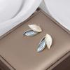 Morandi Contrasting Leaf Stud Earrings Dripping Oil Exquisite Small Earrings Fashionable Fringed Bear
