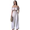 2024 Summer Off-Shoulder Crop Top & Wide-Leg Pants Set