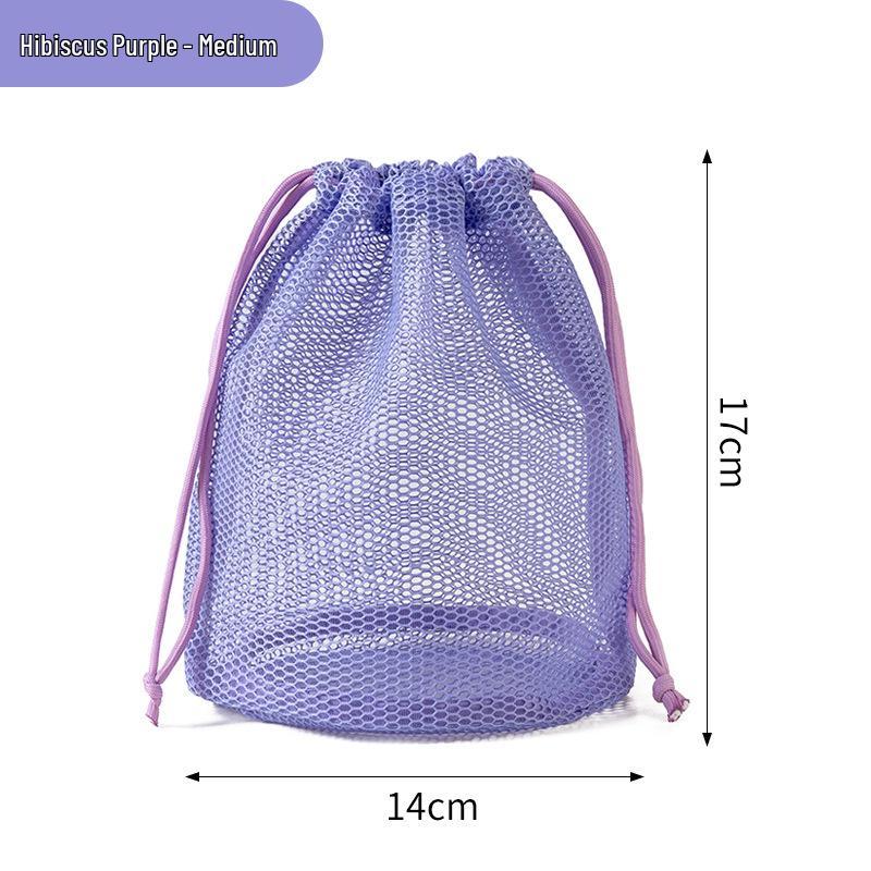 Dopamine Round Bottom Mesh Toiletry & Travel Bag - Outdoor Makeup, Fitness & Swimming Drawstring Bag
