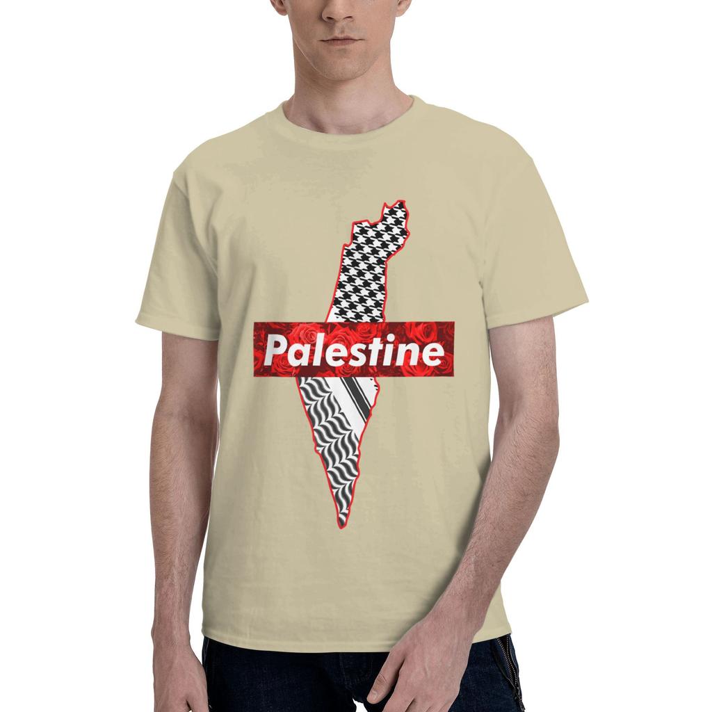 Palestine Flag Gaza T Shirts Unisex Pure Cotton Vintage TShirt Round Collar Tees Short Sleeve Tops Summer