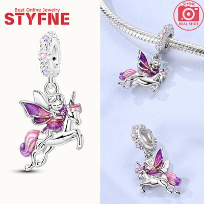 Charms Copper Dreamy Flowers Fairy Unicorn Pendants Fit Charms Plata Original Bracelet Beads Women Jewellery Making Diy