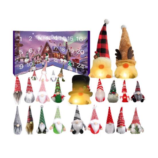 Gnome Advent Calendars 2025 24 Days Christmas Countdown Calendar with Light Up Collectible Figures Gnome Ornaments Gifts for Kids Boys Girls