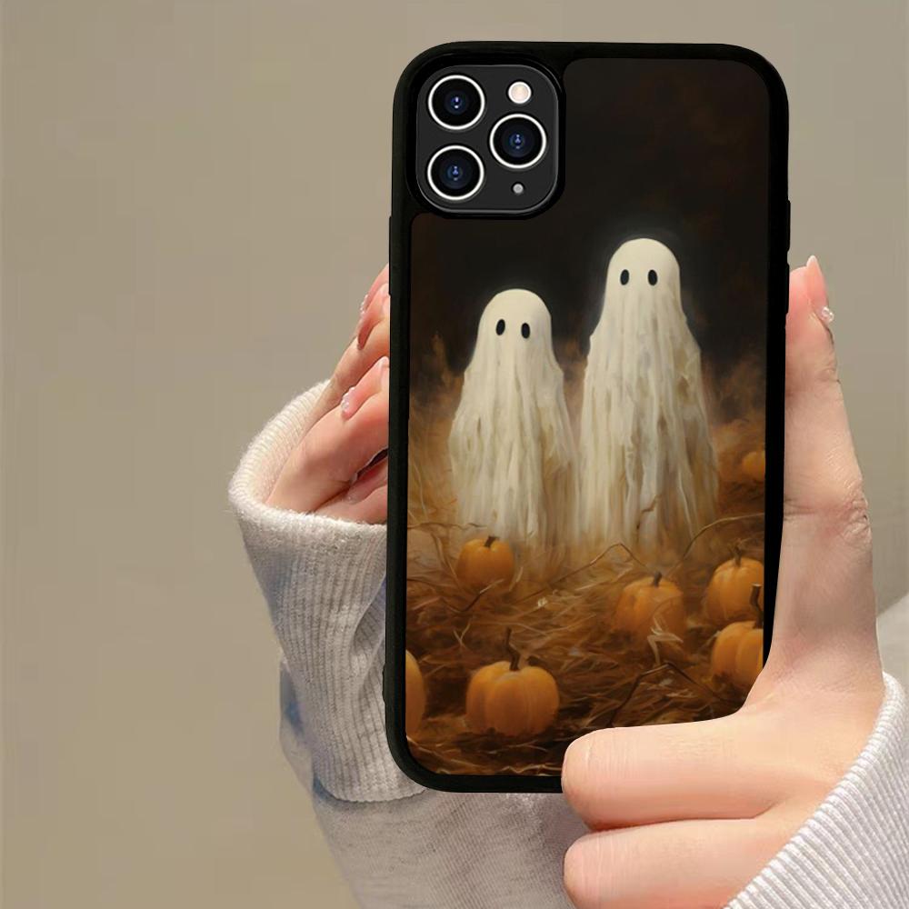 Cartoon Spooky Ghost Phone Case Silicone PC+TPU For For IPhone 11 12 13 14 15 16 Plus Pro Max Cover