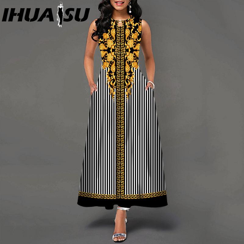 IHUASU 48 Farben Neues Damen Lockeres Vintage Blumenmuster Rüschenkleid Befree Kleid Großes Sommerparty Tanktops Elegante Maxikleider