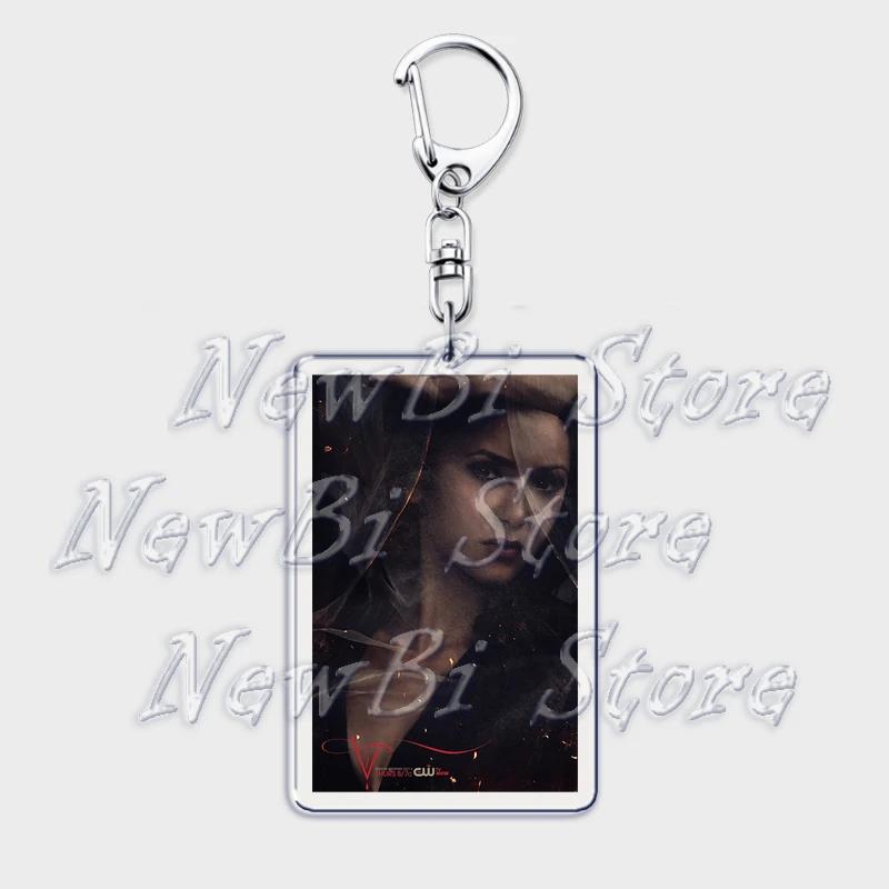 TVD The Vampire Diaries Keychain for Accessories Bag Damon Stefan Salvatore Elena Gilbert Key Chain Keyring Jewelry Fans Gifts