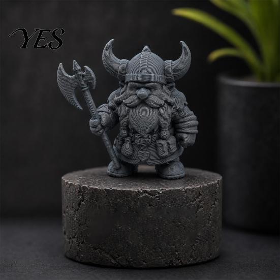 3D Printed Viking Figurine Dwarf Warrior Statue, Barbarian Figurine, Horned Nordic Mythology Ornament Helmet Desk Decor for Home Office, Collectible