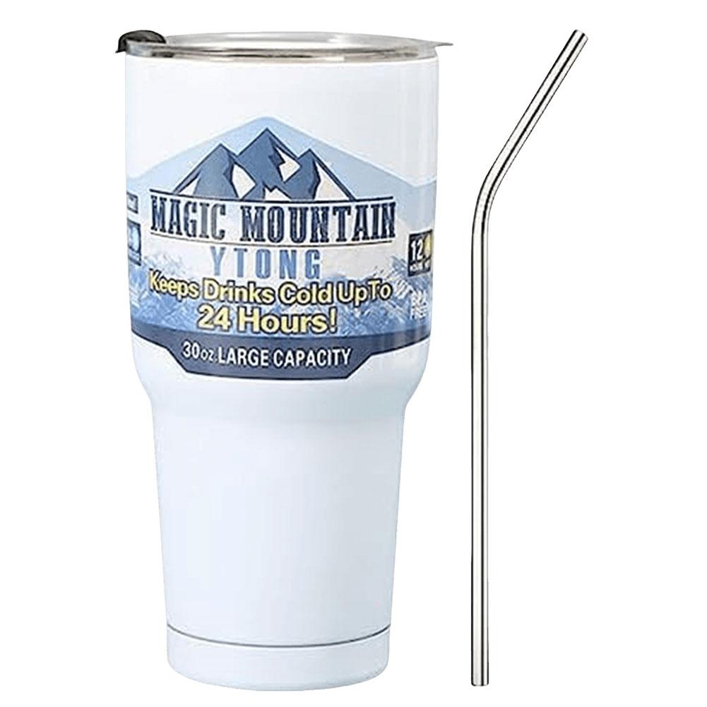 30oz Insulated Bottle Water Bottle Stainless Steel Vacuum Cup Large Capacity Thermal Mug with Straw for Camping Picnic 30oz белый