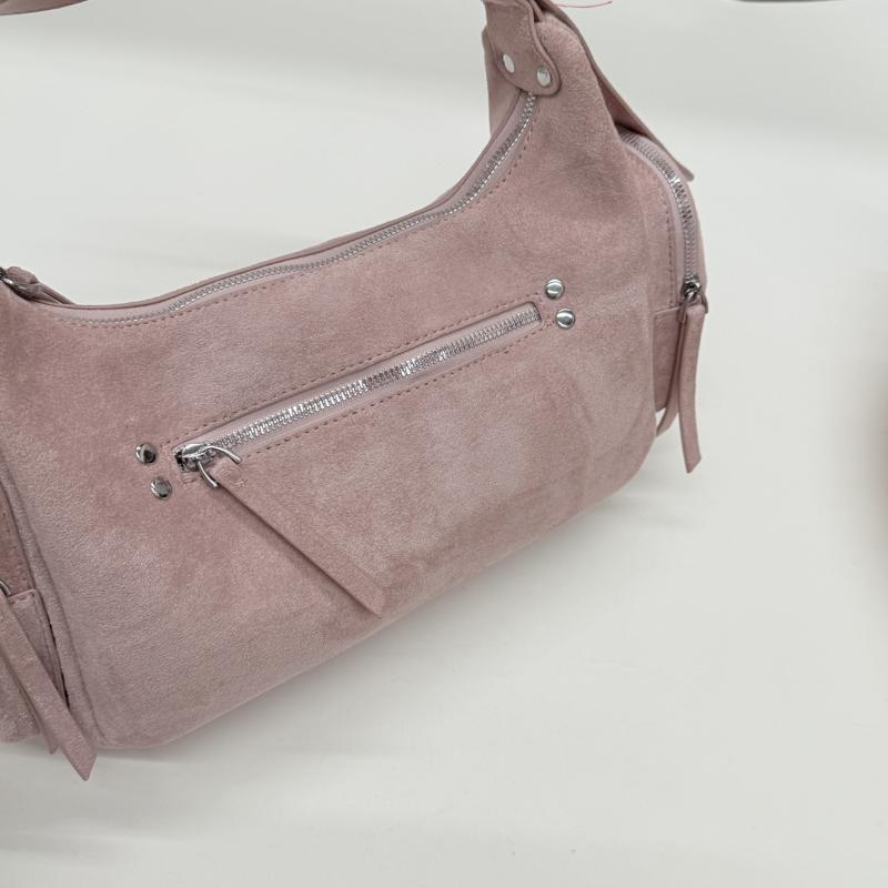 PU Suede Hobo Bag Women's Fashion Shoulder Tote with Multiple Zip Pockets Casual Everyday Handbag