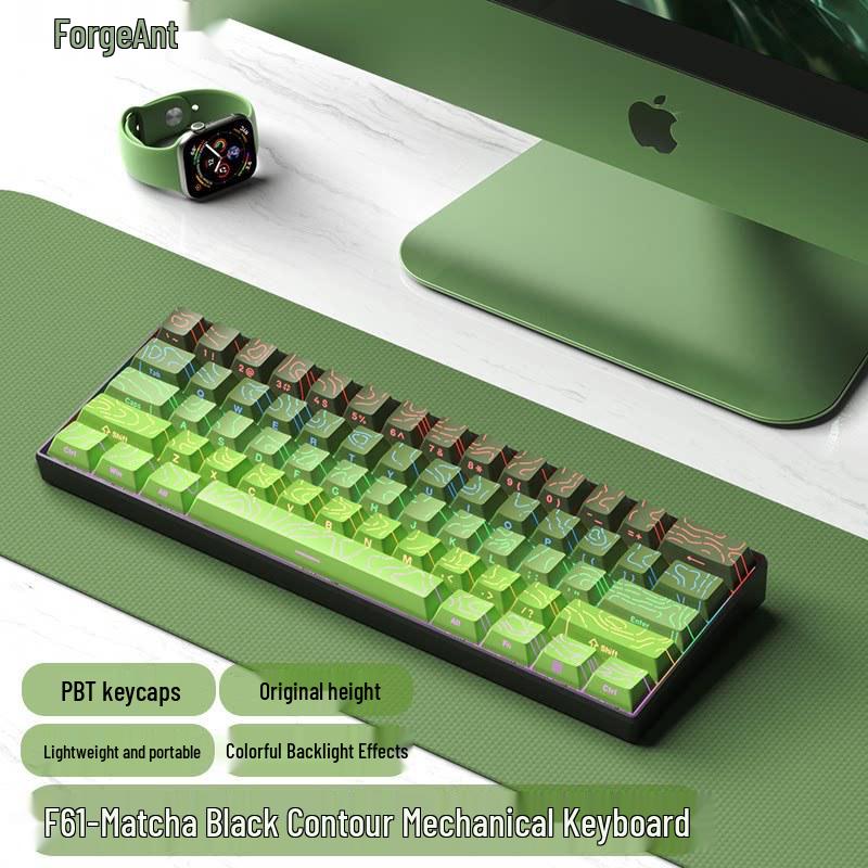 61-key Wired Mechanical Keyboard, Blackberry Gradient Design for Gaming & Office, High Aesthetic Value for Girls