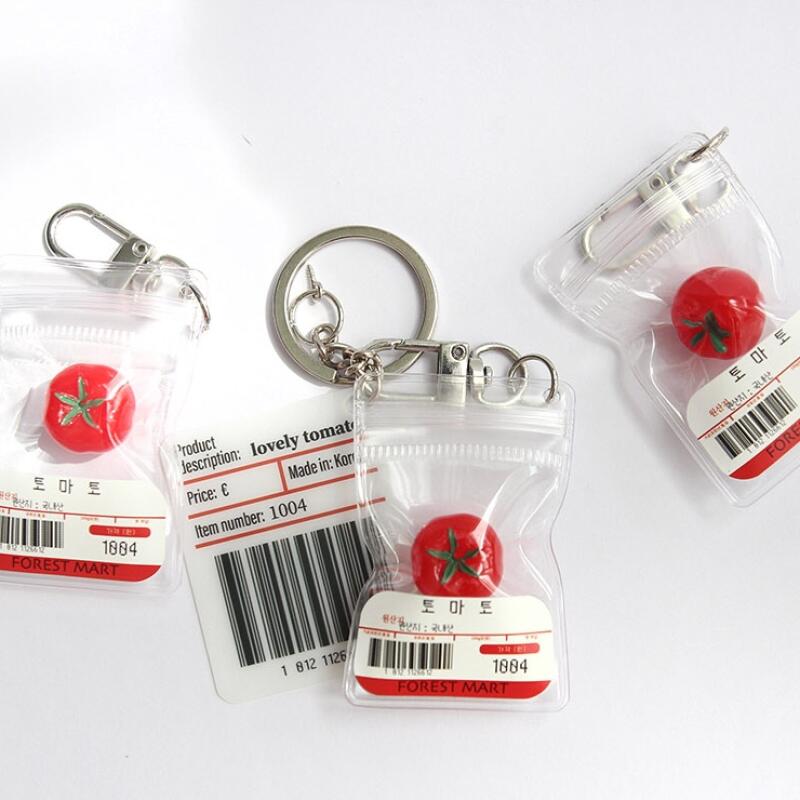 3 types of cherry tomato mini zipper pouch keychains (Option A)