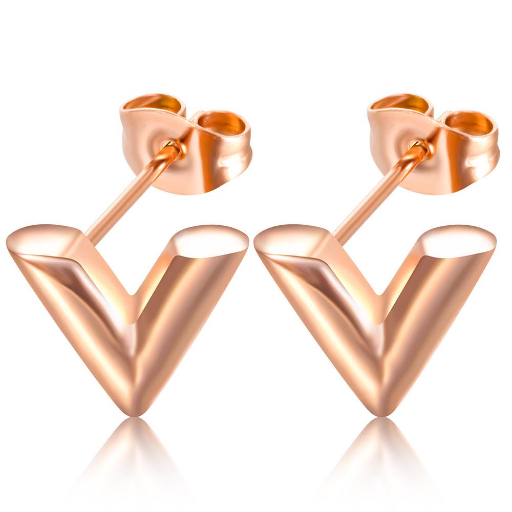 Orecchini a lobo in Acciaio Inossidabile e Oro 18K a forma di V - Accessorio di Moda Semplice e Versatile (12MM)