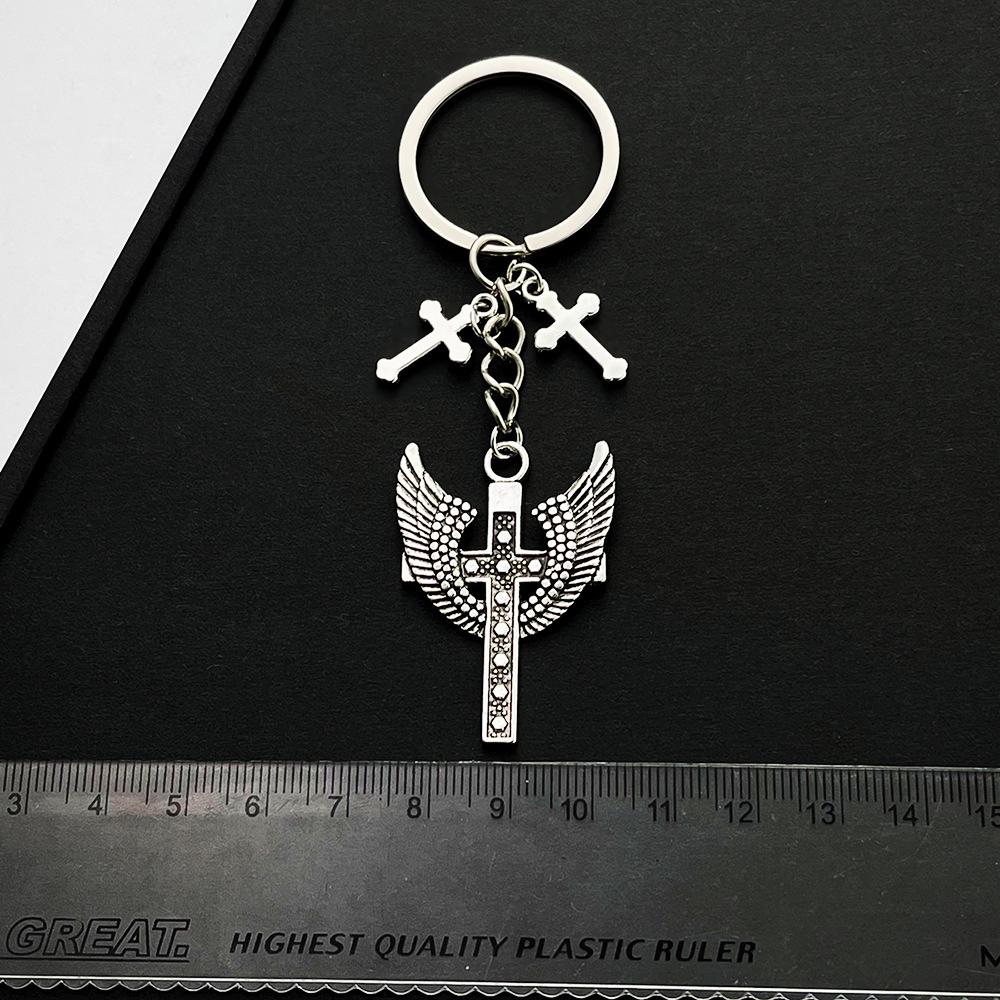 Kreatives Legierung Silber Flügel Kreuz Schlüsselanhänger Anhänger - DIY Ornamente & Geschenk