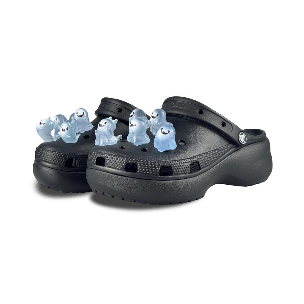 Crocs Classic Platform Clog Cute Ghost Stepping On Poop Shoes Female Black