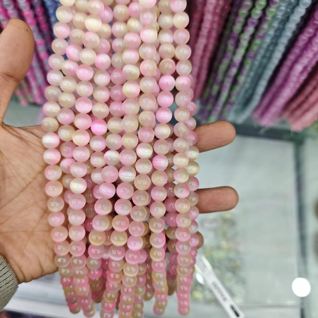 10mm Cat's Eye Stone Beads: Single, Double, Triple Color Options for DIY Jewelry Accessories.