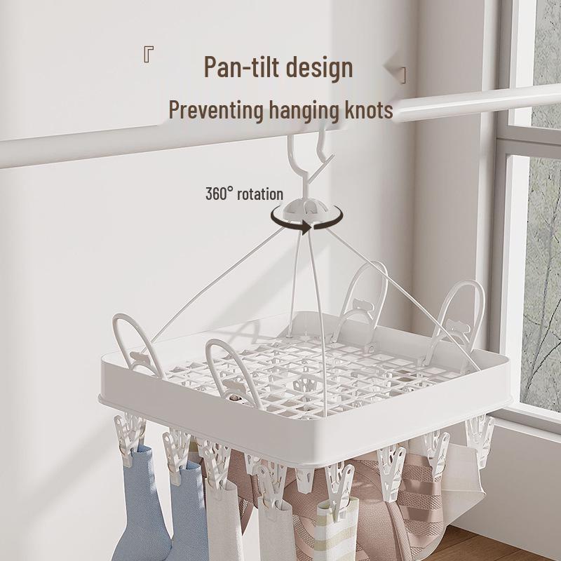 Windproof Multifunctional Clothes Drying Rack with Clips for Socks and Underwear