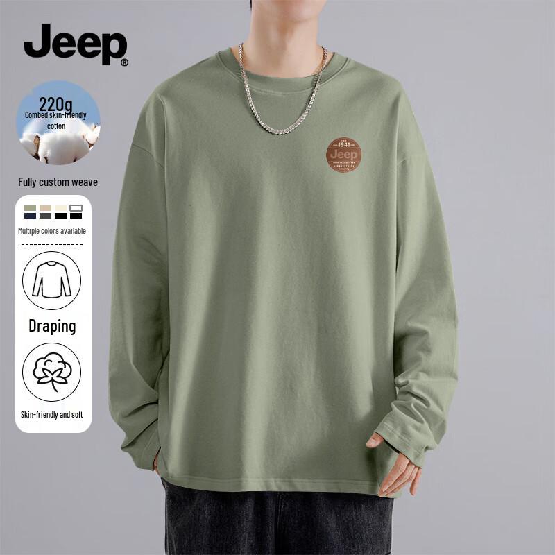 JEEP Men s Basic 100% Cotton Long Sleeve T-Shirt M