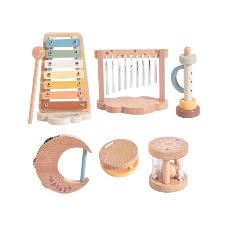 High-Quality 6Pcs High-Quality Babys High-Quality Wooden High-Quality Rattles High-Quality Musical Instruments High-Quality Sensory High-Quality