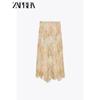 Zaprha 2025 Summer New Unique Beautiful Irregular Print Laminated Decoration Skirt 3694011