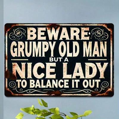 Vintage Grumpy Old Man Funny Metal Tin Sign Wall Art for Pub Bar Cafe Home Decor